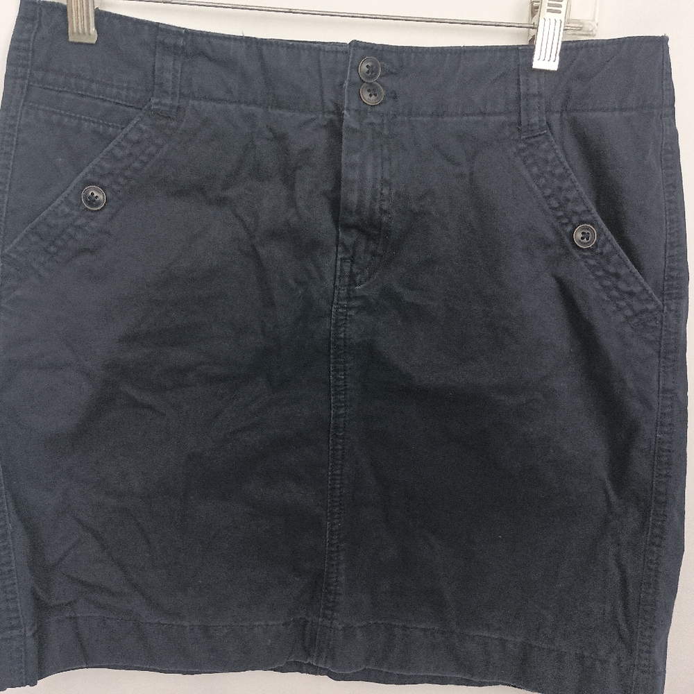 TOMMY HILFIGER Cottagecore Navy Blue Button-Front Denim Casual Skirt (#96)